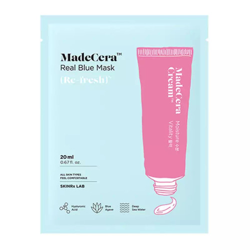 ماسک ورقه ای آبرسان SkinRx مدل Madecera Real Blue حجم 20 میلی لیتر