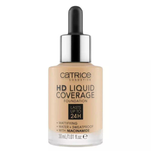 کرم پودر HD کاتریس (Catrice) مدل Liquid Coverage رنگ 030 (Sand Beige) حجم 30 میلی لیتر