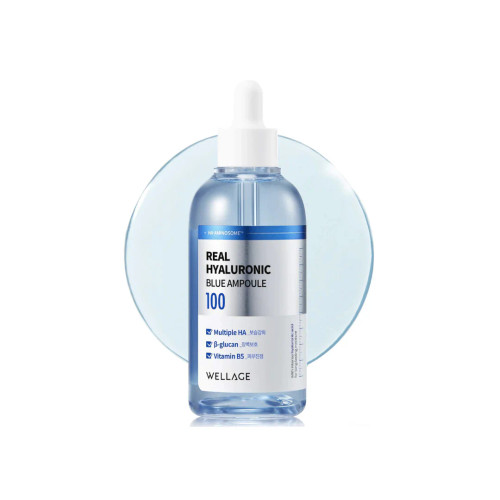 آمپول آبرسان هیالورانیک اسید خالص ولاژ | WELLAGE Real Hyaluronic Blue Ampoule