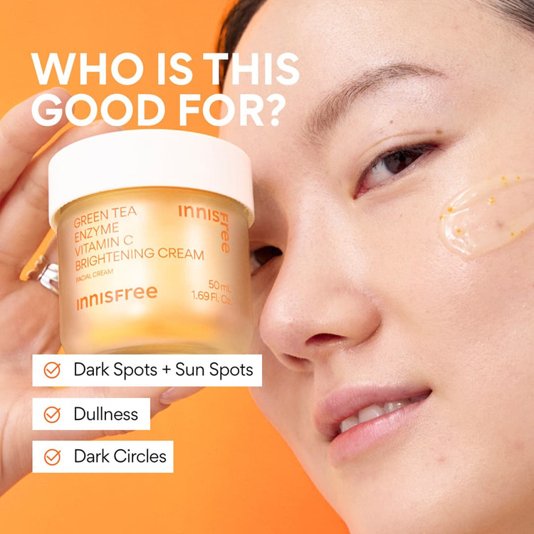 کرم روشن کننده ویتامین سی با آنزیم چای سبز اینیسفری | innisfree Green Tea Enzyme Vitamin C Brightening Cream